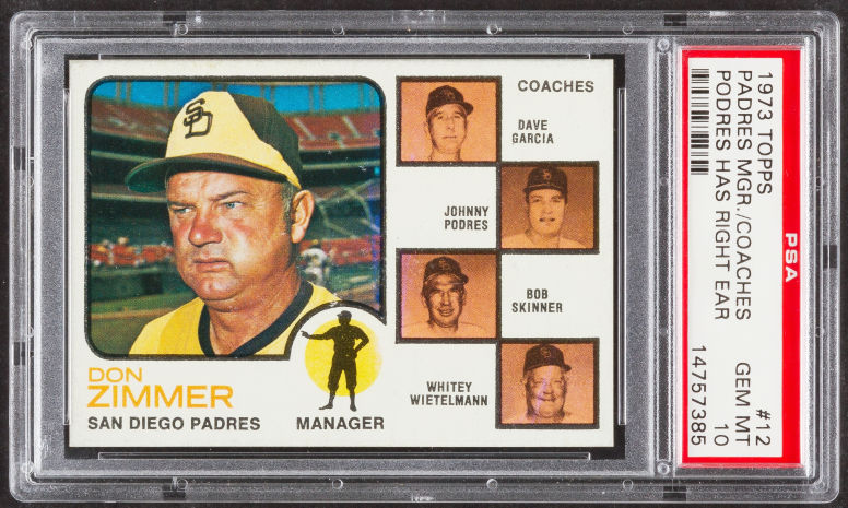Check out this deluxe Topps ’73 Don Zimmer Padres card.